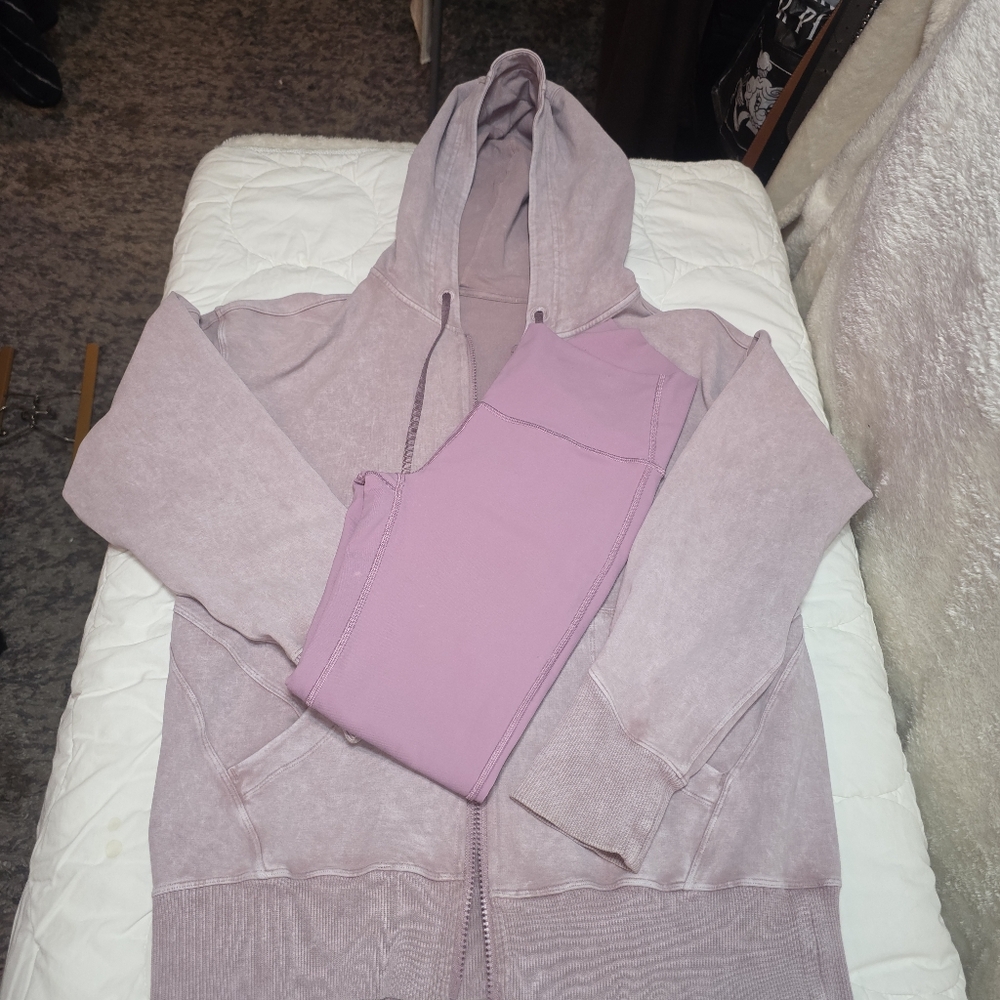 Lululemon Lavender Scuba Hoodie & Wunder Under High Rise Leggings Set Women’s